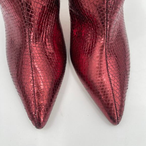 Marc Fisher LTD Boots Size 6 Haylian Point Toe Ankle Reptile Print Metallic Heel - Picture 5 of 15